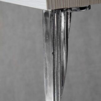 Set of 4 modern die-cast aluminum table legs original design glossy chrome finish for tables and low furniture. By Mauro Magnano